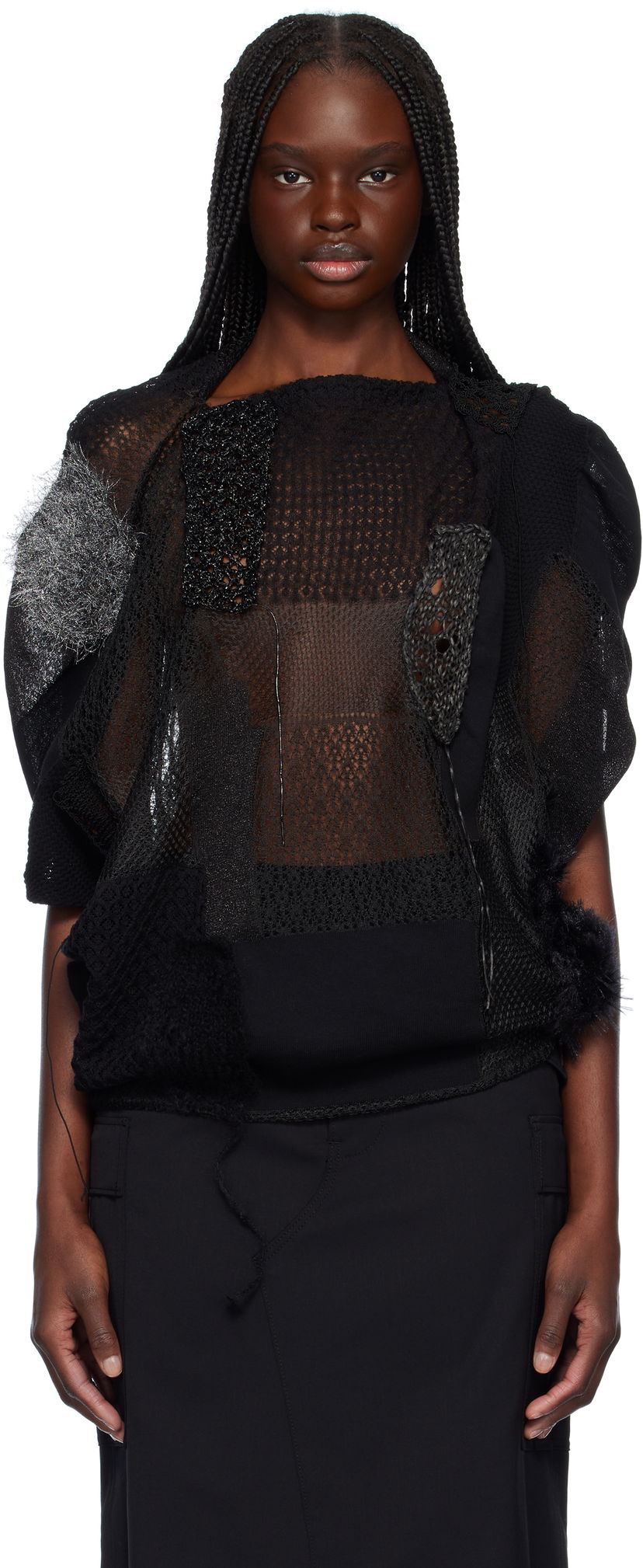 Cветр Junya Watanabe Junya Watanabe Patchwork Knit Top чорний | JO-N002-S25