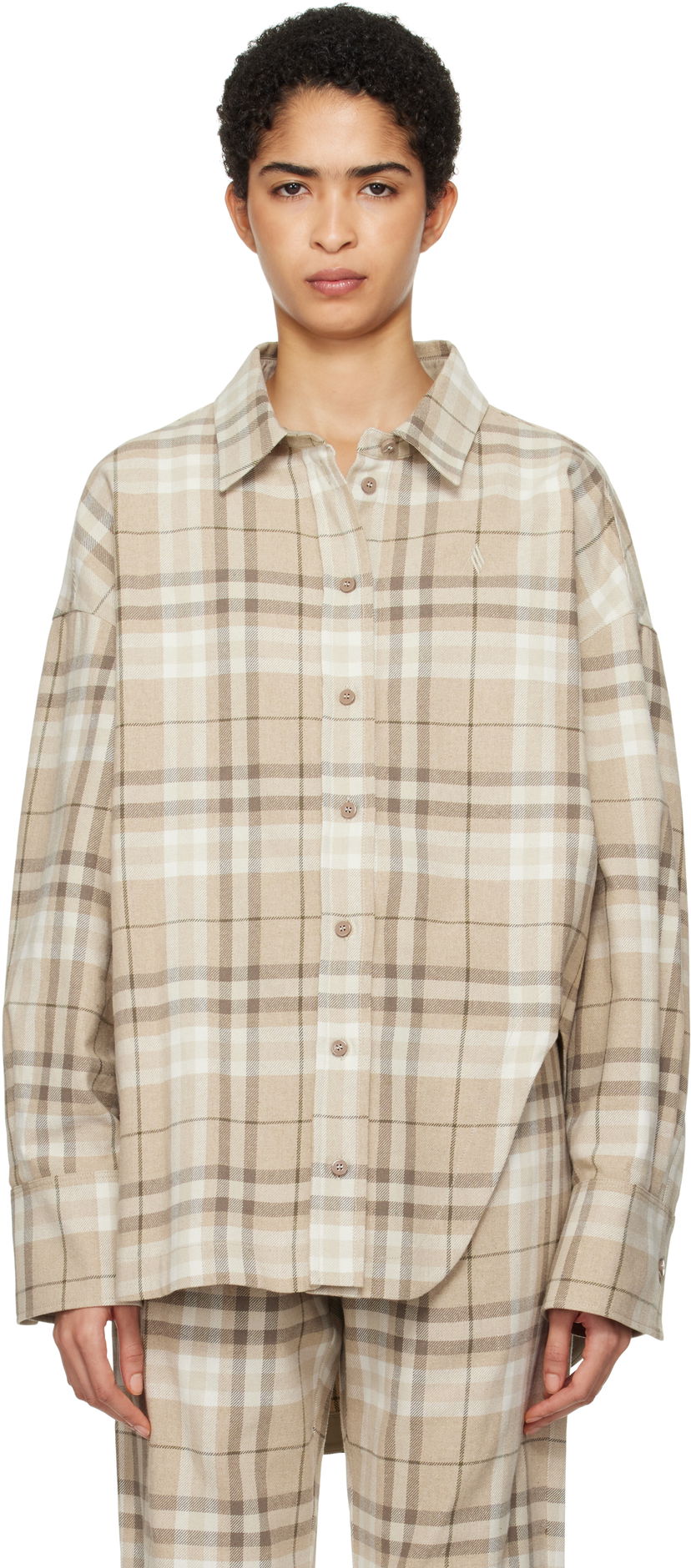 Сорочка The Attico Attico Eliza Plaid Shirt бежевий | 250WCH00004 CCC050AA