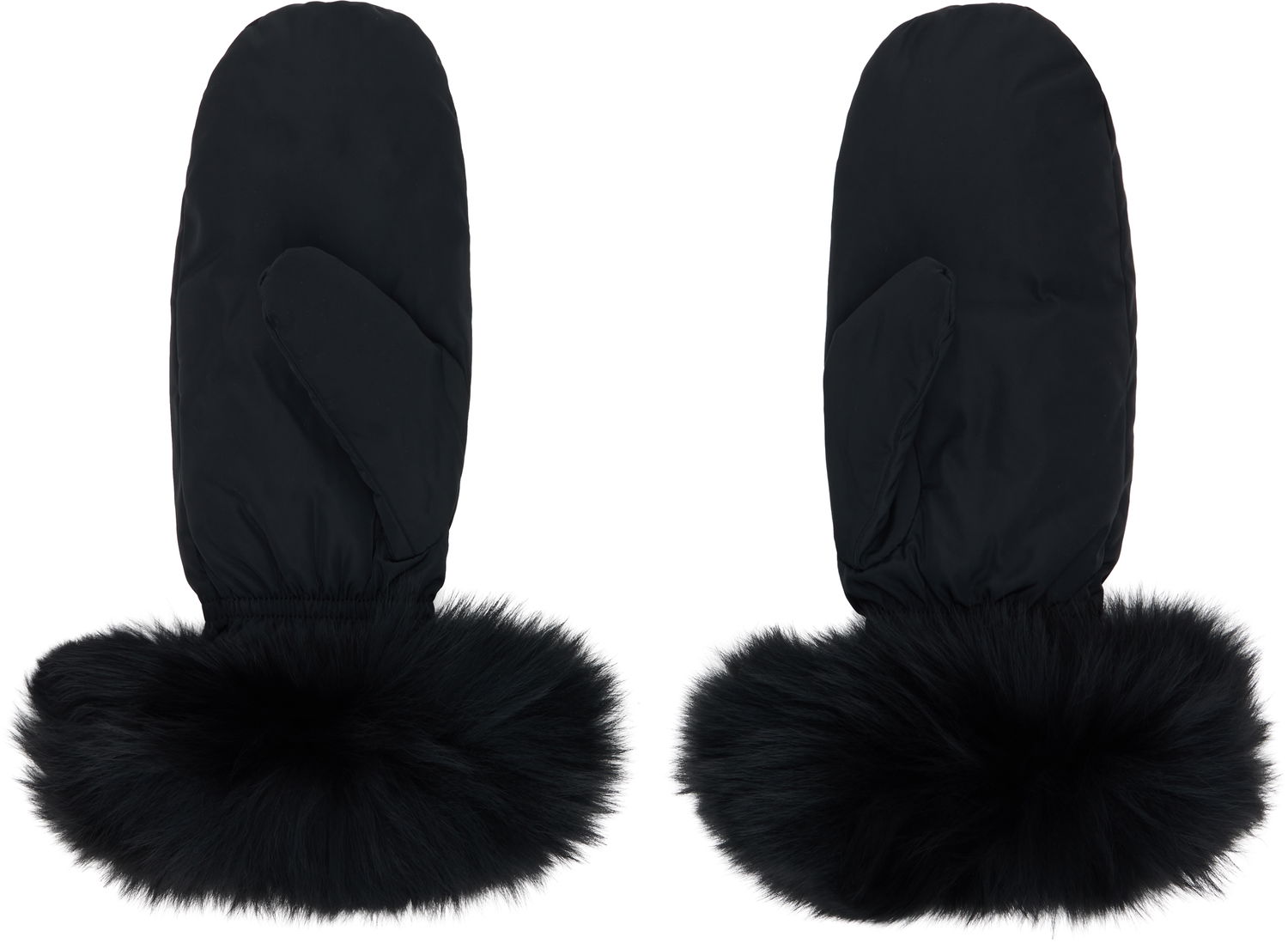 Рукавички Yves Salomon Yves Salomon Fox Fur & Down Mittens чорний | 26W23WAA617XXDOTM, 1