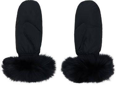 Рукавички Yves Salomon Yves Salomon Fox Fur & Down Mittens чорний | 26W23WAA617XXDOTM, 1
