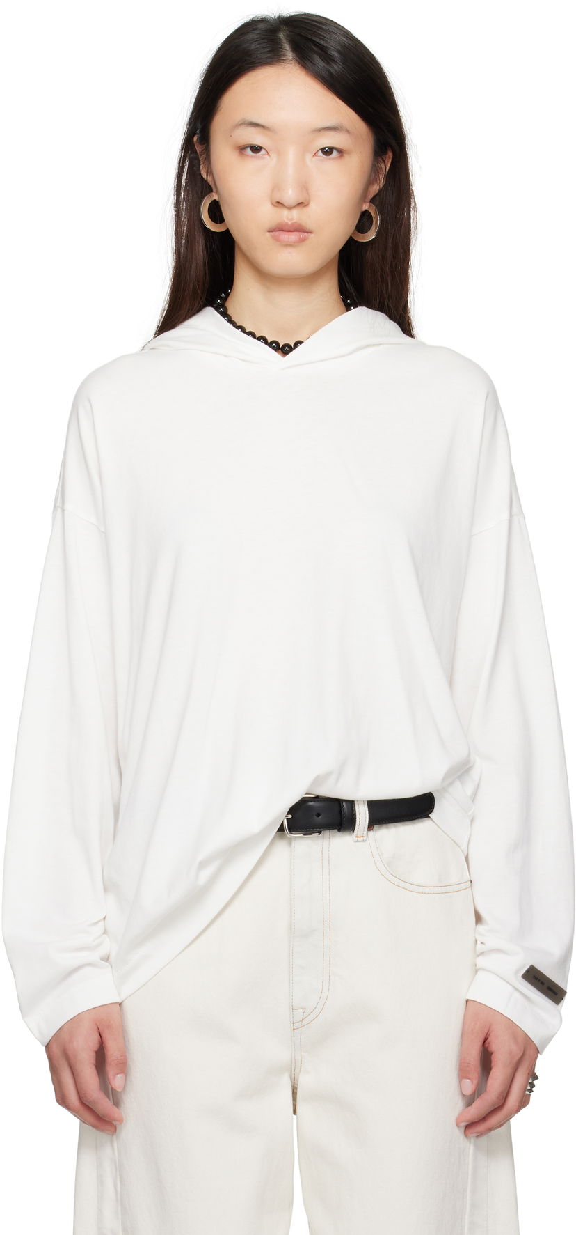 Світшоти Fear of God Fear of God ESSENTIALS Long Sleeve Hoodie білий | 125SP257044FW