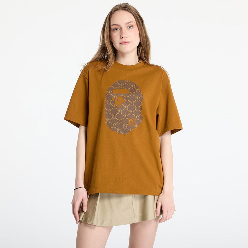 Футболка BAPE A BATHING APE College Monogram Ape Head Relaxed Fit T-Shirt Коричневий | 001TEL301334MBEI
