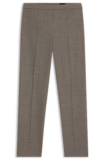 Штани BOSS Regular-Fit Micro-Patterned Wool-Blend Trousers Сірий | 50545535