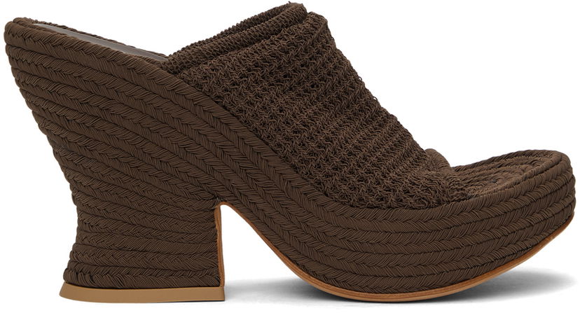 Кросівки та взуття Bottega Veneta Bottega Veneta Knit Wedge Sandals Коричневий | 658980 V0U80