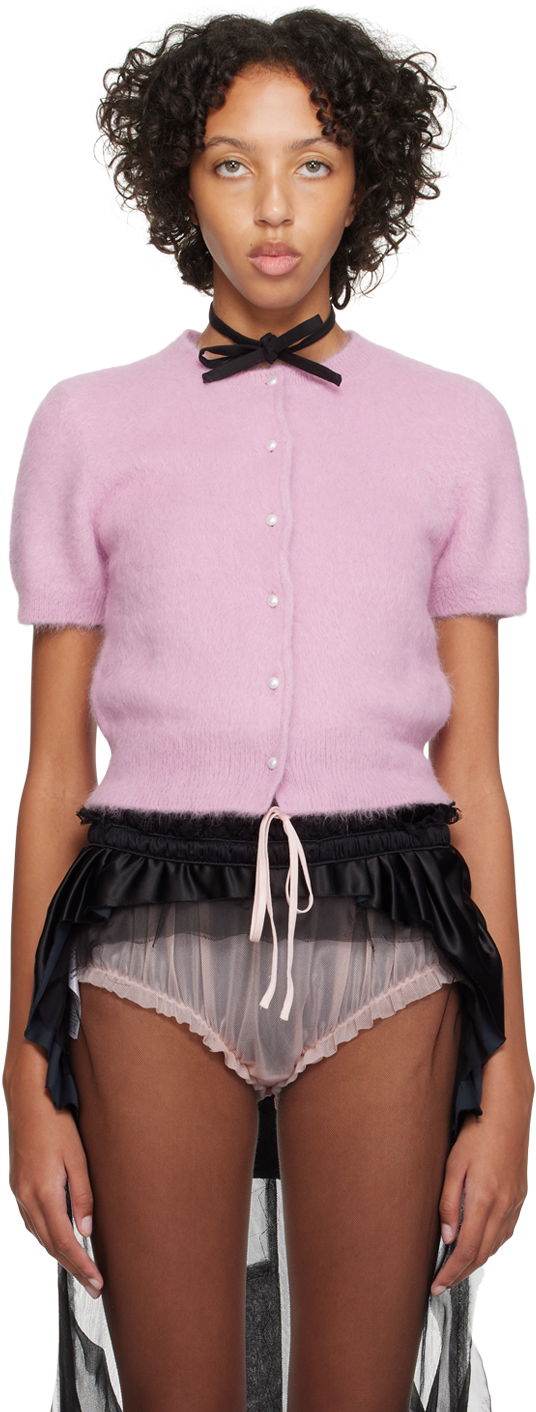 Cветр Maison Margiela Cropped Cardigan with Pearl Buttons Рожевий | S29HP0008 S18269