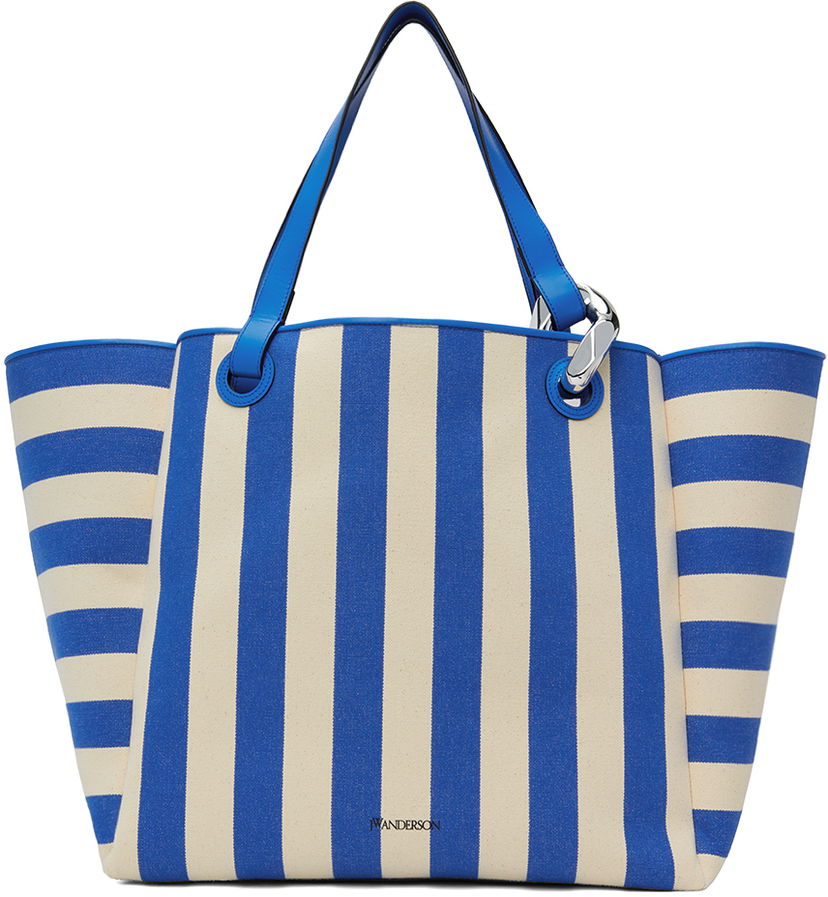 сумка-тоут JW Anderson Striped Canvas Tote Bag Синій | HB0575-FA0338