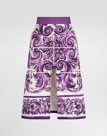 Спідниця Dolce & Gabbana Dolce & Gabbana Majolica Print A-Line Skirt Фіолетовий | F4C4VTFP9AKHP5DQ, 0