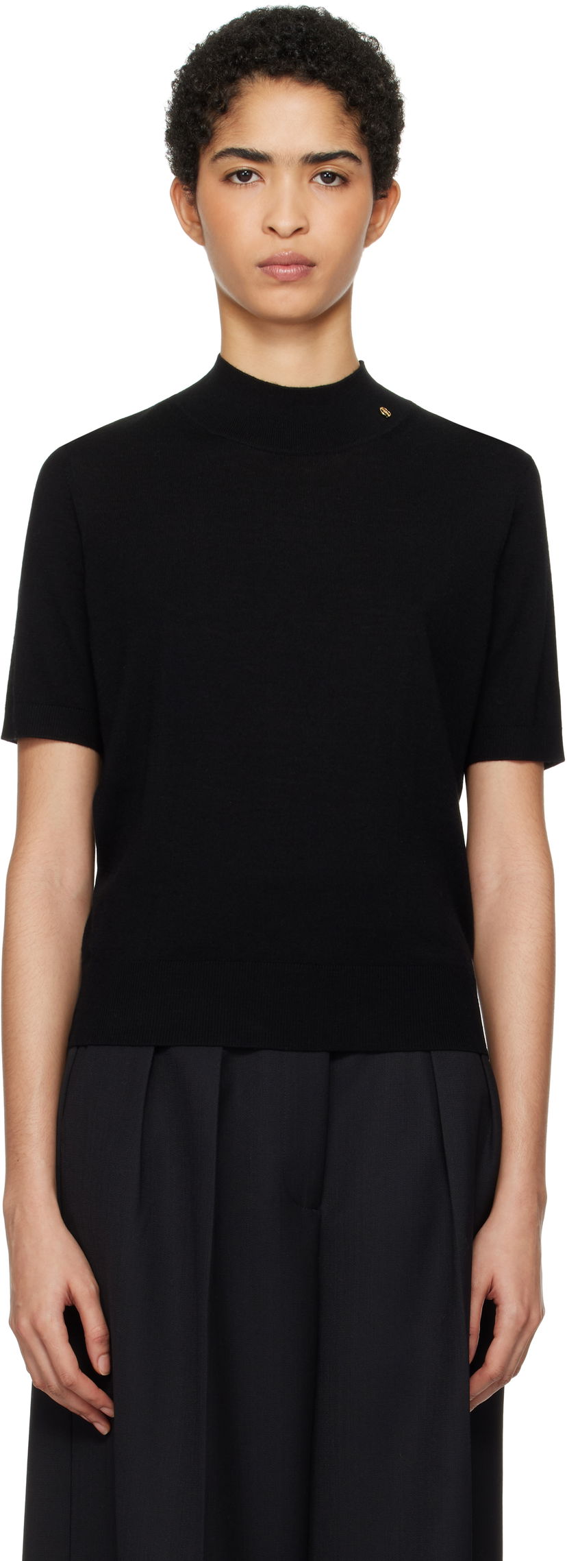Джерсі Anine Bing Anine Bing Women's Monique Mock Neck Sweater чорний | A-09-9267-000
