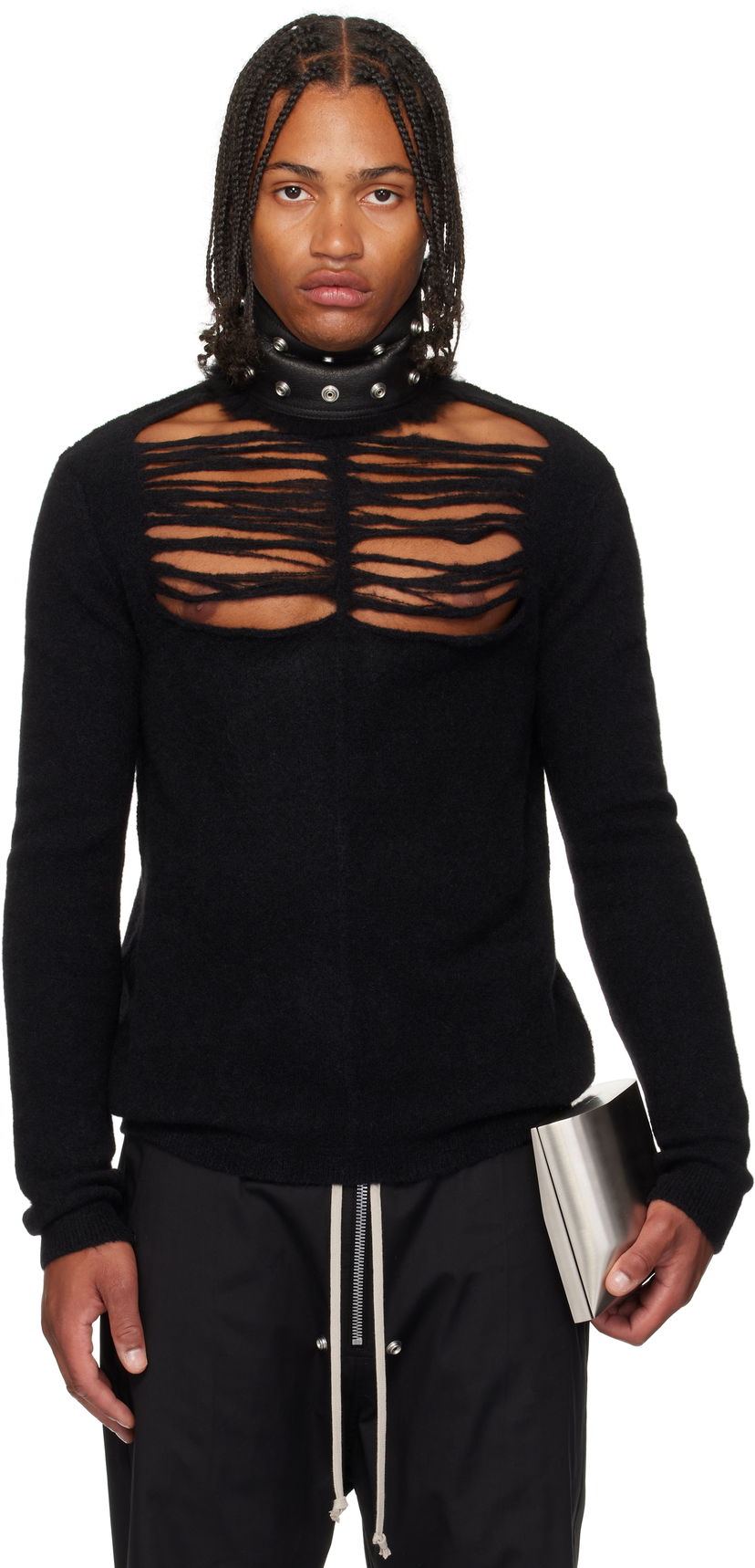 Cветр Rick Owens Rick Owens Concordians Long Sleeve Grid Knit Sweater чорний | RU02E1670 KGRIDP