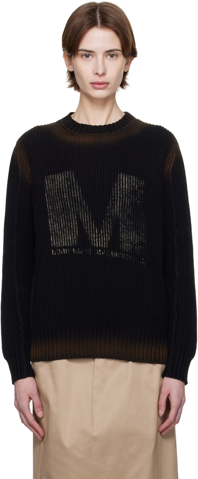 Cветр Maison Margiela MM6 Maison Margiela Sunbleached Logo Crewneck Sweater чорний | S52HL0041 M13079