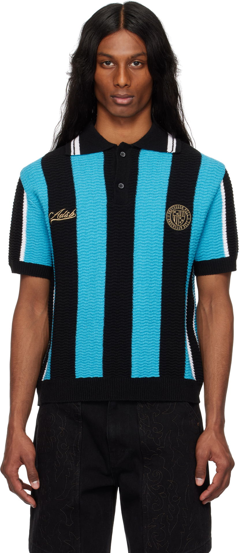 Сорочка поло Andersson Bell Andersson Bell Stripe Soccer Polo Sweater чорний | atb1325m