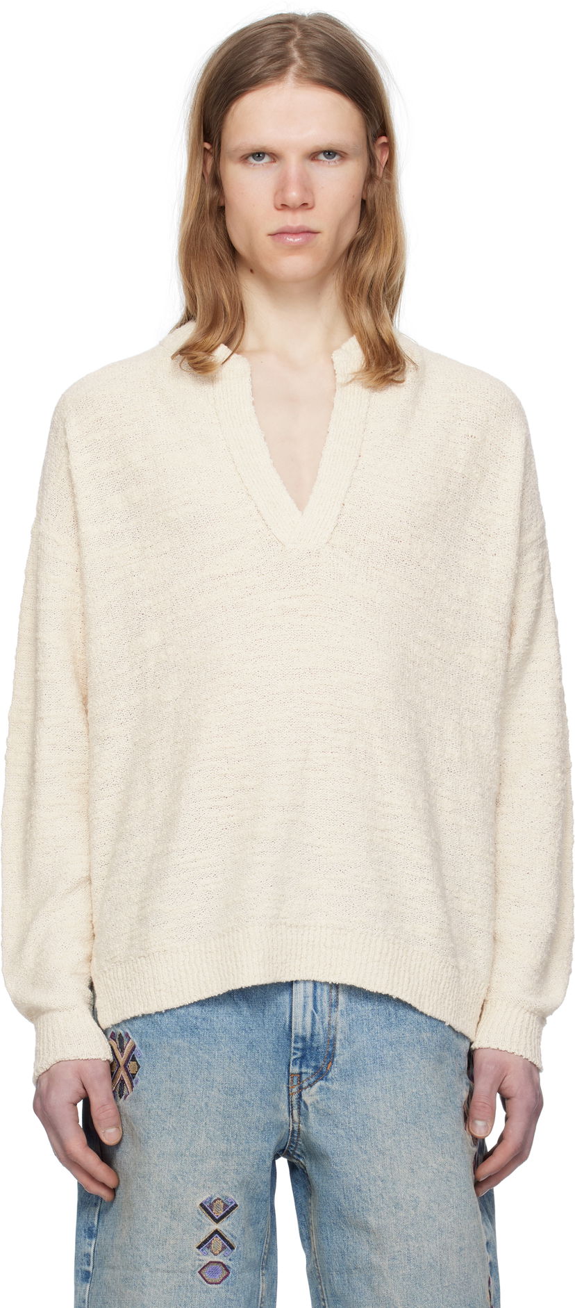 Cветр ISABEL MARANT Isabel Marant Arnold V-Neck Sweater білий | PU0679HA-C2L02H