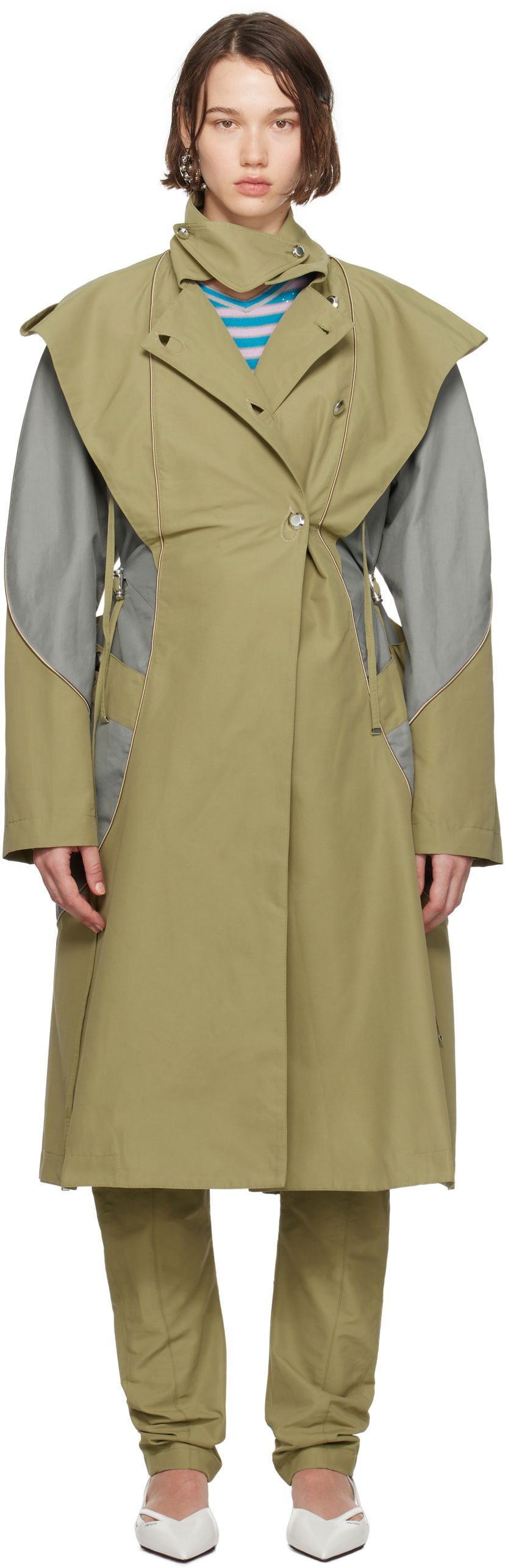 Тренчкот KIKO KOSTADINOV Hooded Trench Coat Зелений | KKWAW24C01-27