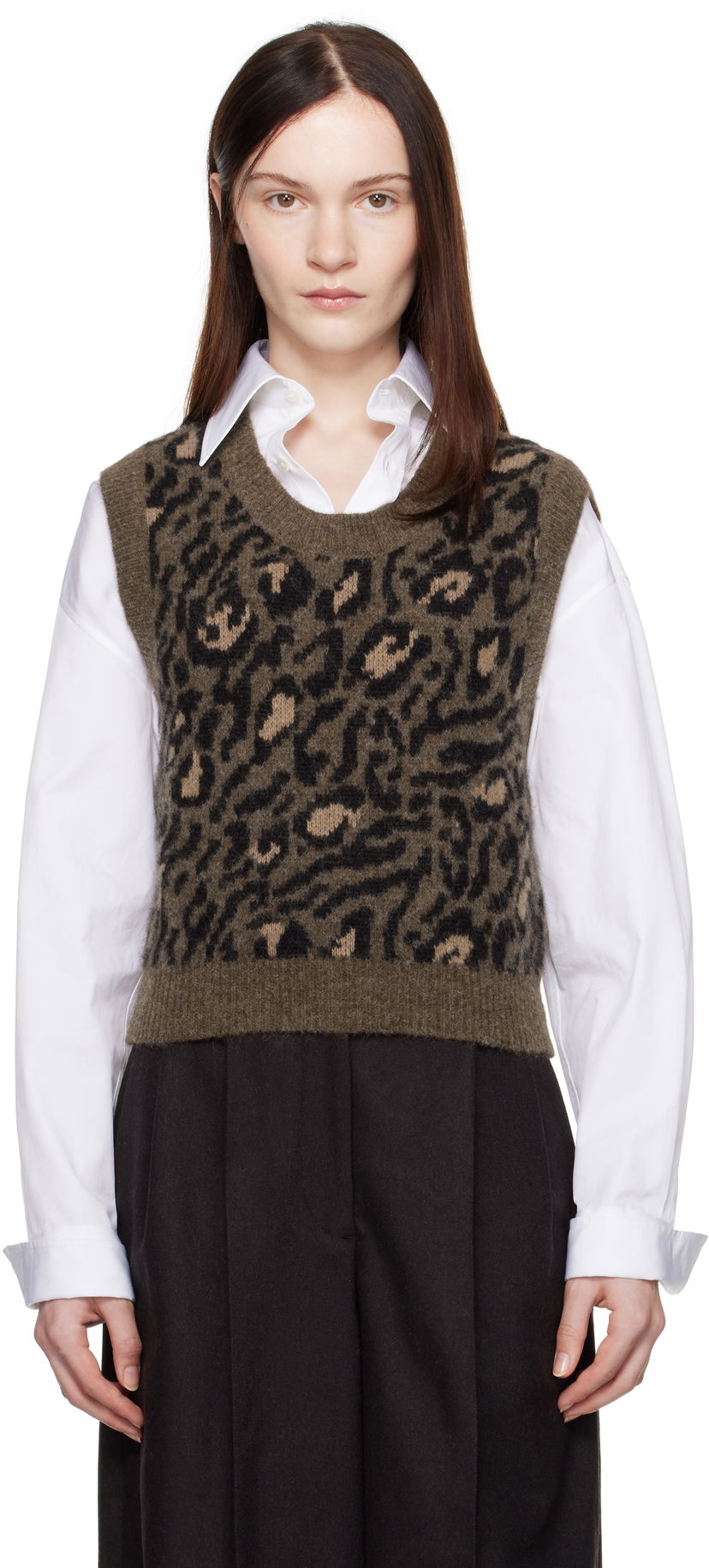 Cветр A.P.C. Léana Knitted Leopard Print Vest Зелений | WPAAO-F22325