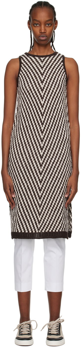 Cветр Max Mara Max Mara Chevron Knit Midi Dress Коричневий | 2313611432600 MM12158