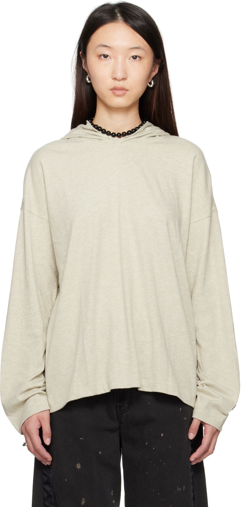 Світшоти Fear of God Fear of God ESSENTIALS Long Sleeve Hoodie бежевий | 125SP257042FW