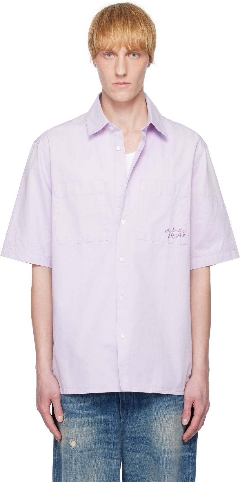 Сорочка MAISON KITSUNÉ Maison Kitsuné Relaxed Short Sleeve Shirt Фіолетовий | OM00424WW9031