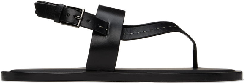 Кросівки та взуття Max Mara Leather Thong Sandals чорний | 2414521012600