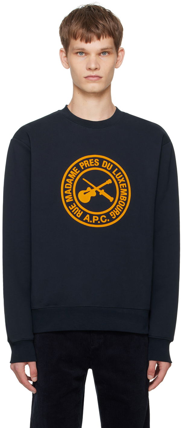 Футболка A.P.C. Navy Boxy Guitare Poignard Sweatshirt темно-синій | COHBR-H27951