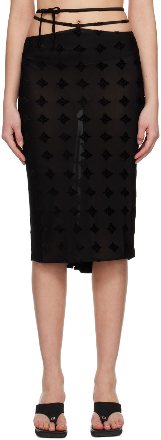 Спідниця MISBHV Strappy Monogram Print Midi Skirt чорний | 3022W857