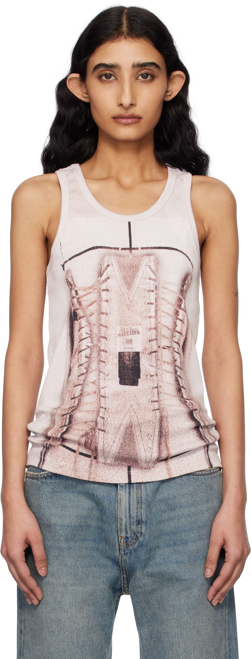Безрукавка Jean Paul Gaultier Jean Paul Gaultier Corset Trompe-L’oeil Tank Top бежевий | 25/34-F-DB057-J582-260100