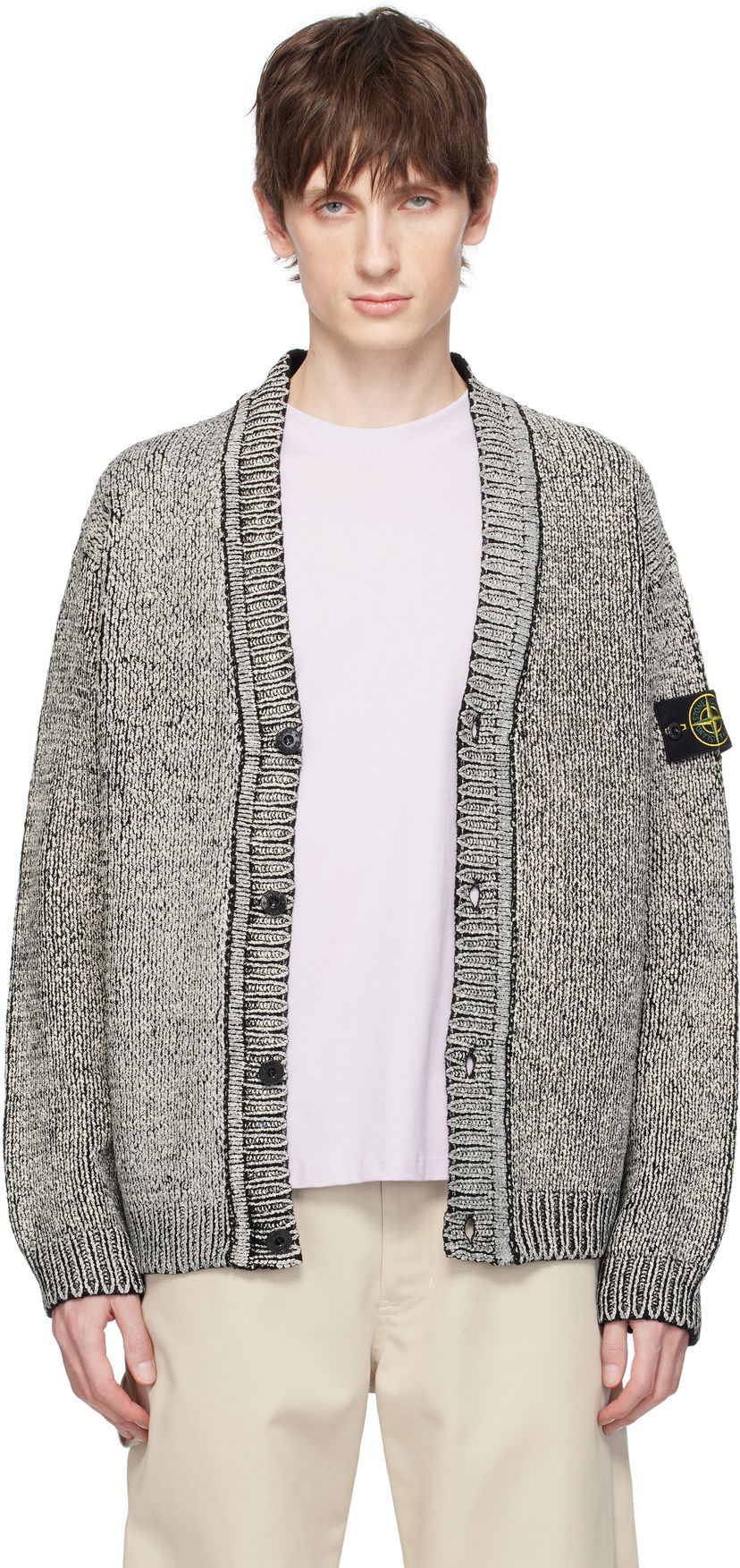 Cветр Stone Island Stone Island Cotton Chenille Cardigan Сірий | K1S15 5100047 S00Z1