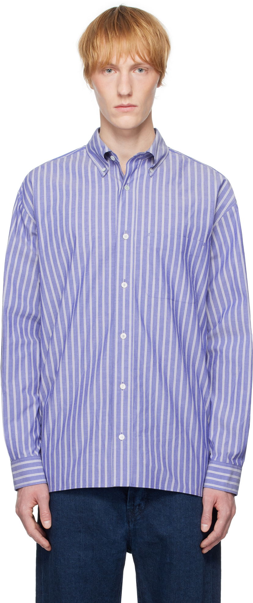 Сорочка The Row The Row Bresson Striped Button-Down Shirt Синій | 916-W3584