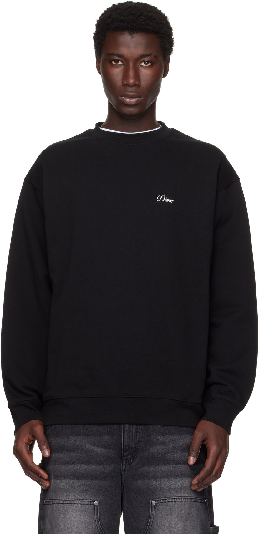 Світшоти Dime Dime Cursive Small Logo Crewneck Sweatshirt чорний | DIMESU2538BLK