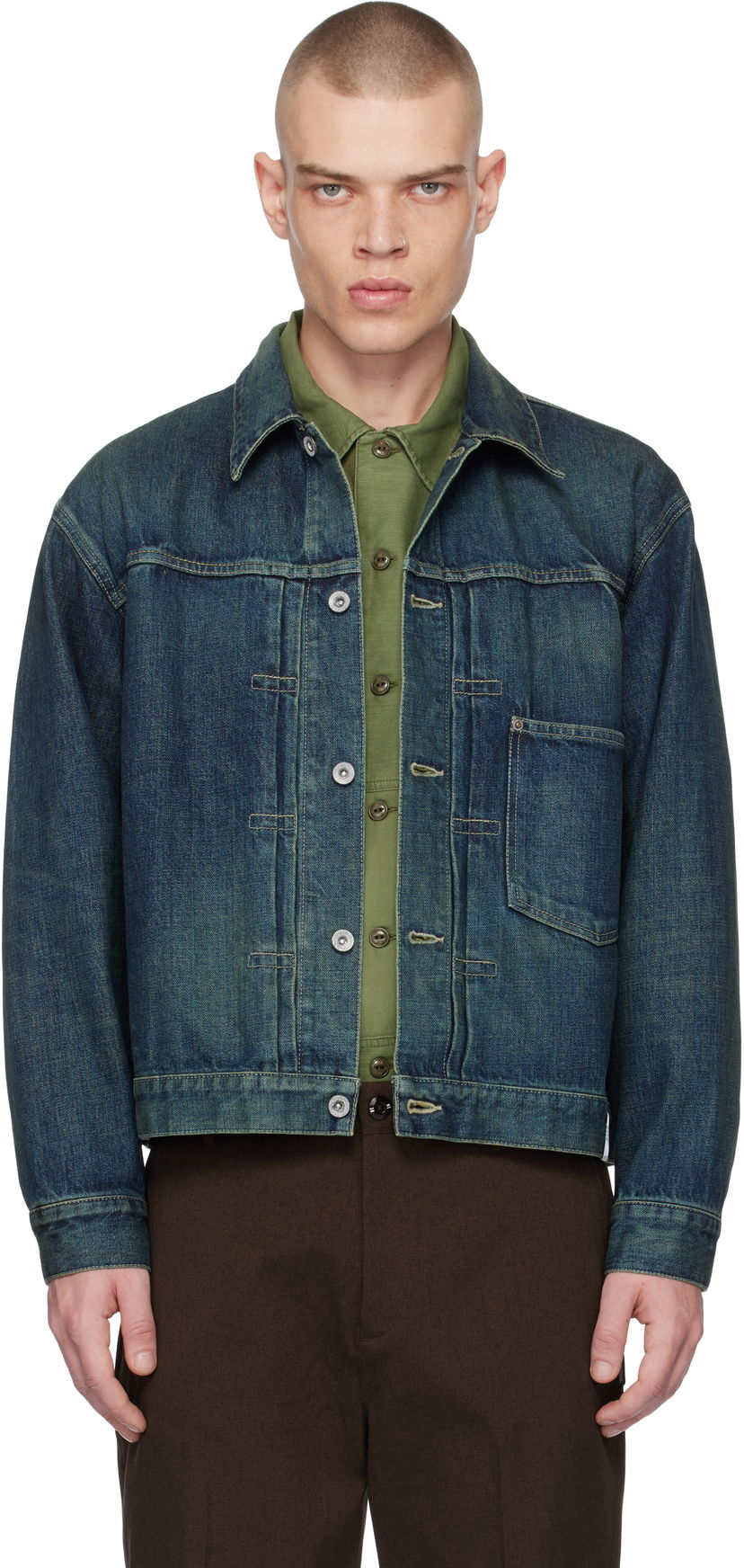 Куртка бомбер Neighborhood Washed Denim Jacket Синій | 242XBNH-JKM02