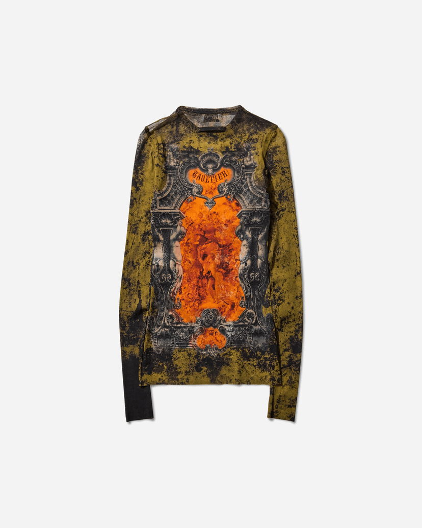 Футболка Jean Paul Gaultier Medaillon Longsleeve Top Зелений | 2503WTO305M006 P004115