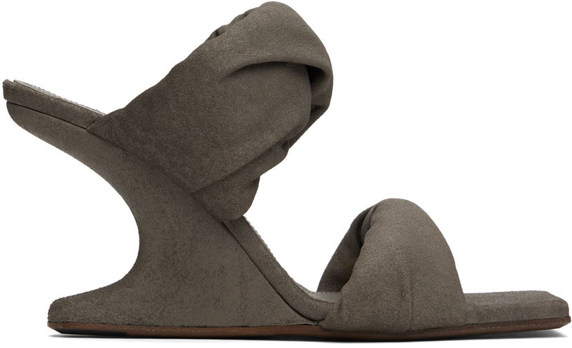 Догляд за взуттям Rick Owens Rick Owens Porterville Cantilever 8 Twisted Heeled Sandals Сірий | RP01E7803 LBA