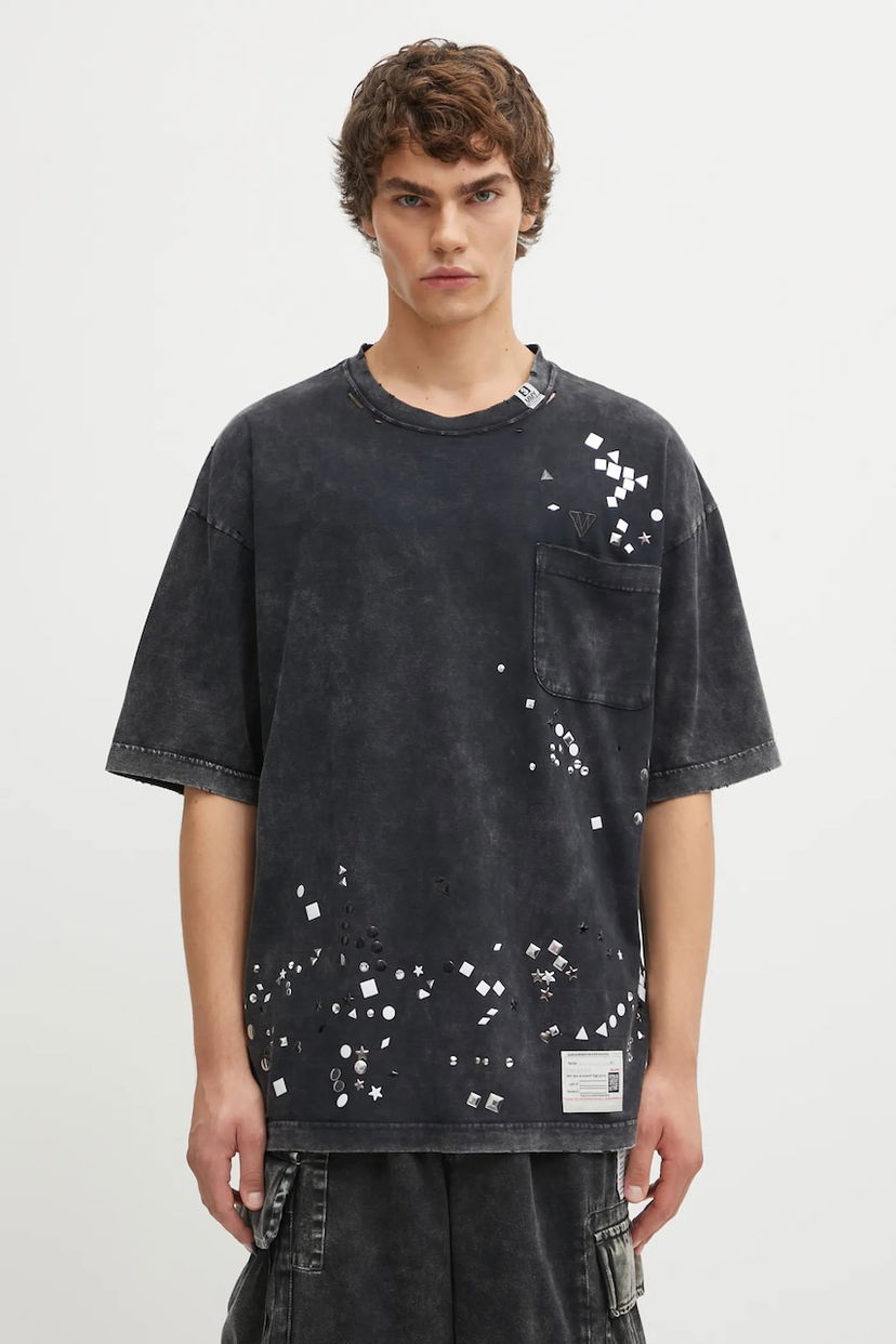 Футболка Maison MIHARA YASUHIRO Maison MIHARA YASUHIRO Embellished Bleached T-Shirt чорний | A15TS631