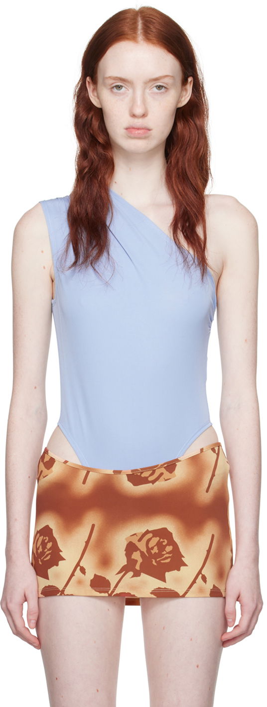 Боді Miaou Miaou One Shoulder Thong Bodysuit Синій | 6005VCJALL
