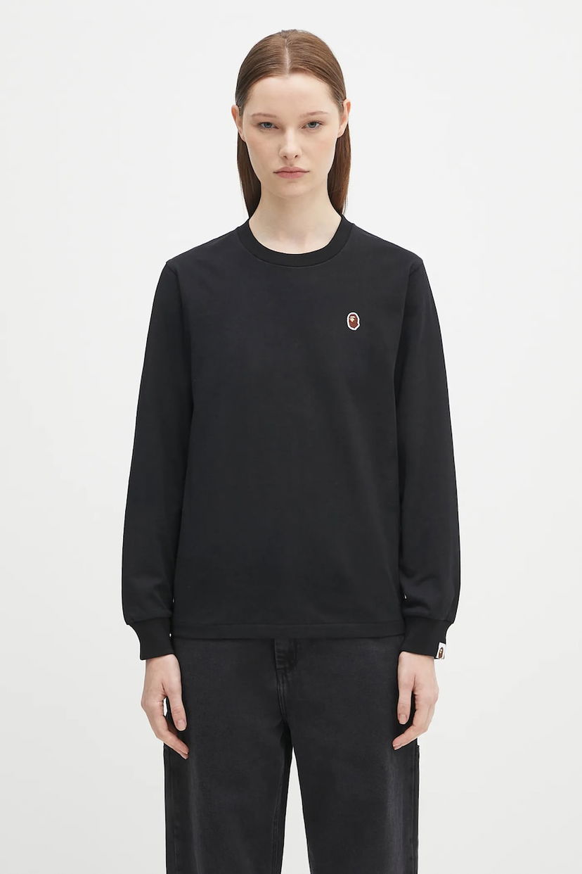 Футболка BAPE A Bathing Ape One Point Long Sleeve T-Shirt чорний | 1K80211017
