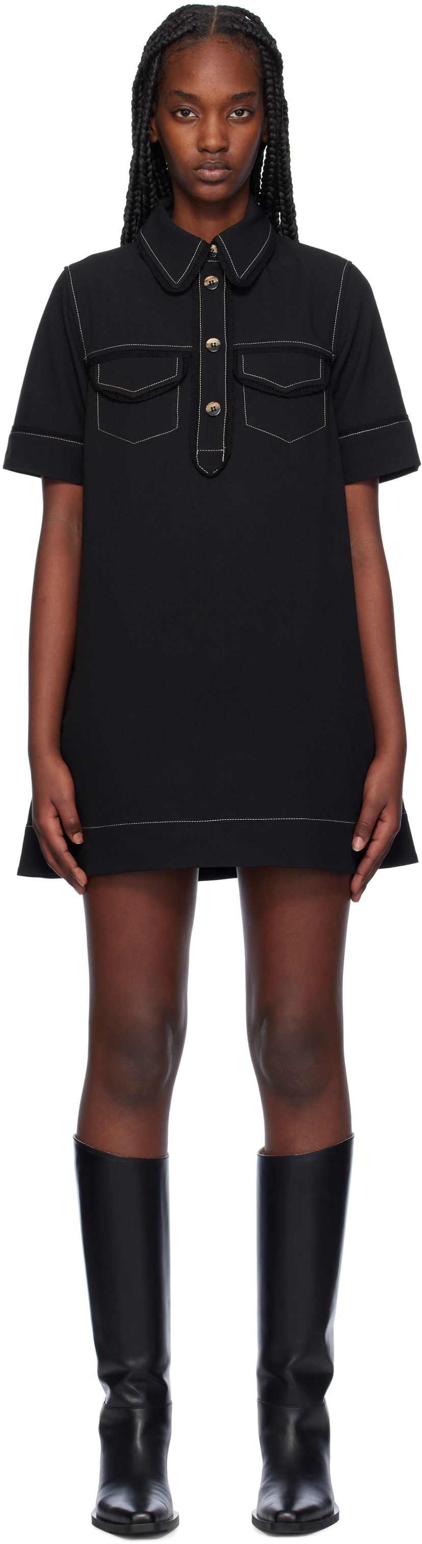 плаття GANNI Crepe Minidress чорний | F9462