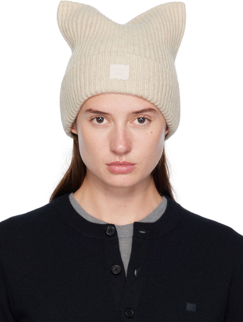 Шапка Acne Studios Acne Studios Square Face Logo Beanie бежевий | C40426-