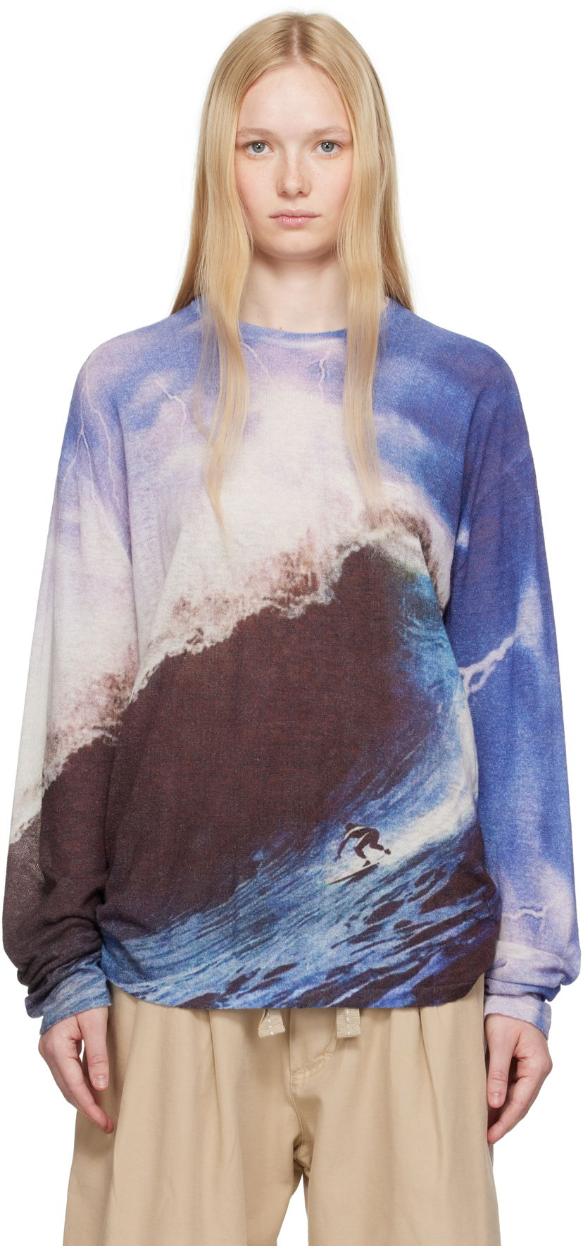 Cветр ERL ERL Wave Print Knit Sweater Синій | ERL10N013