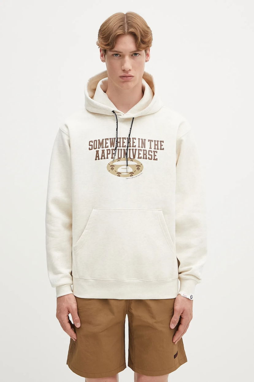 Світшоти AAPE by A Bathing Ape AAPE Basic Hoodie with Print білий | AAPSWMB342XAN