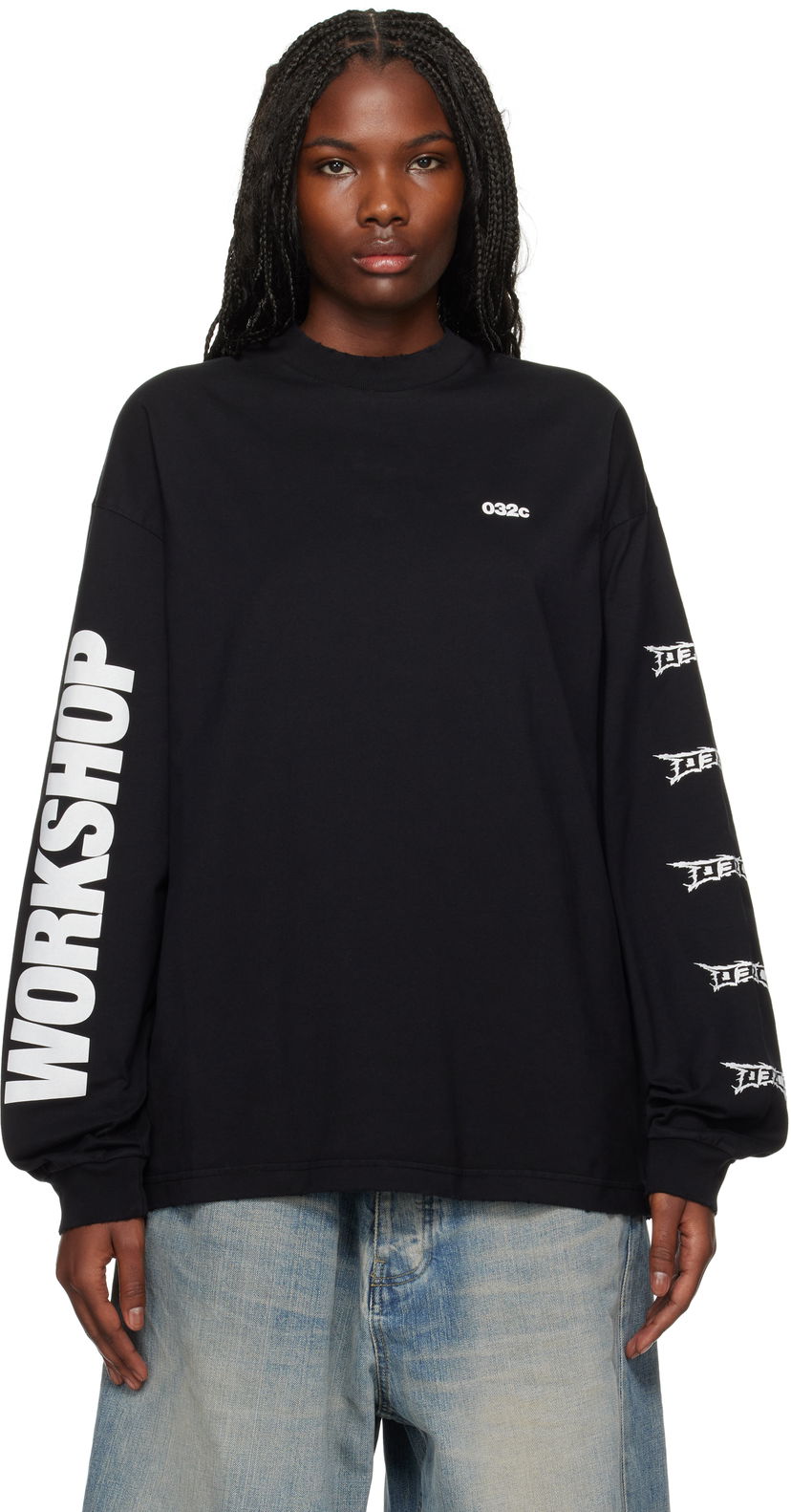 Футболка 032C Longsleeve Boxy T-shirt чорний | F24-URC-0251-050-W