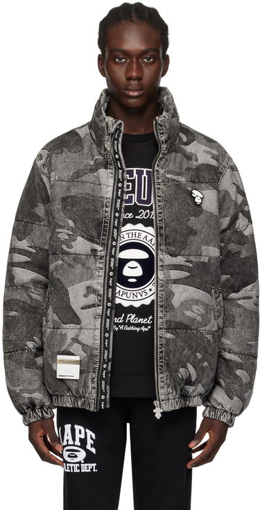 Пуховик AAPE by A Bathing Ape AAPE by A Bathing Ape Graphic Print Down Jacket Сірий | AAPDNM7606XXLBKX, 0