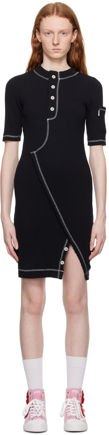 плаття Moschino Moschino Jeans Button Ribbed Knit Mini Dress чорний | 0425 8266