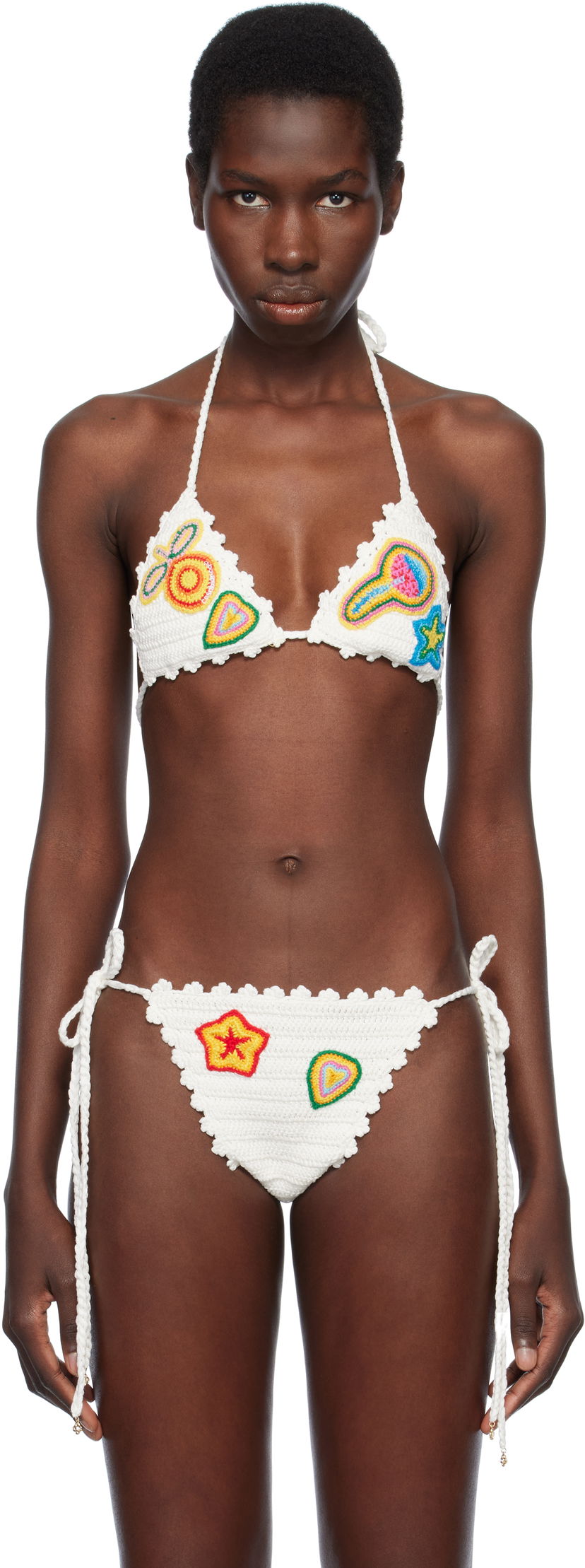 Купальники Casablanca Casablanca Crochet Bikini Top with Motifs білий | WS25-KW-942-01