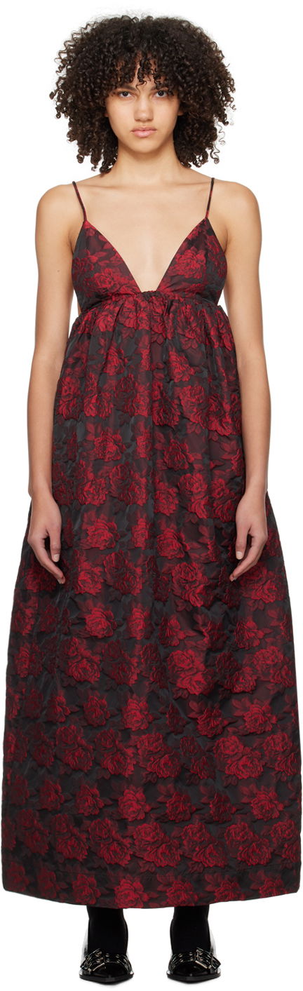 плаття GANNI Ganni Botanical Jacquard Maxi Dress Червоний | F8762