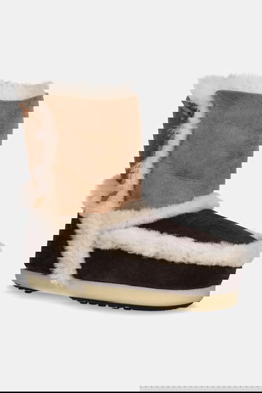 Кросівки та взуття Moon Boot Two-Tone Suede Snow Boots with Shearling Trim EVX PATCH Коричневий | 80D1470060.MM05, 0