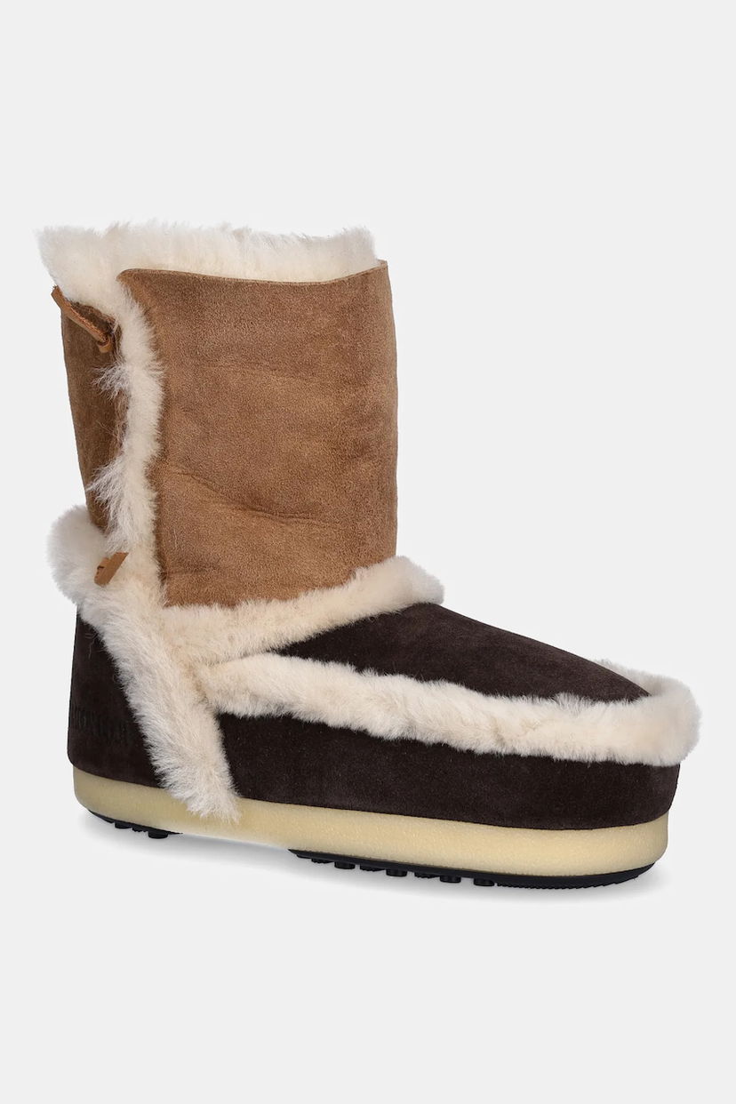 Кросівки та взуття Moon Boot Two-Tone Suede Snow Boots with Shearling Trim EVX PATCH Коричневий | 80D1470060.MM05