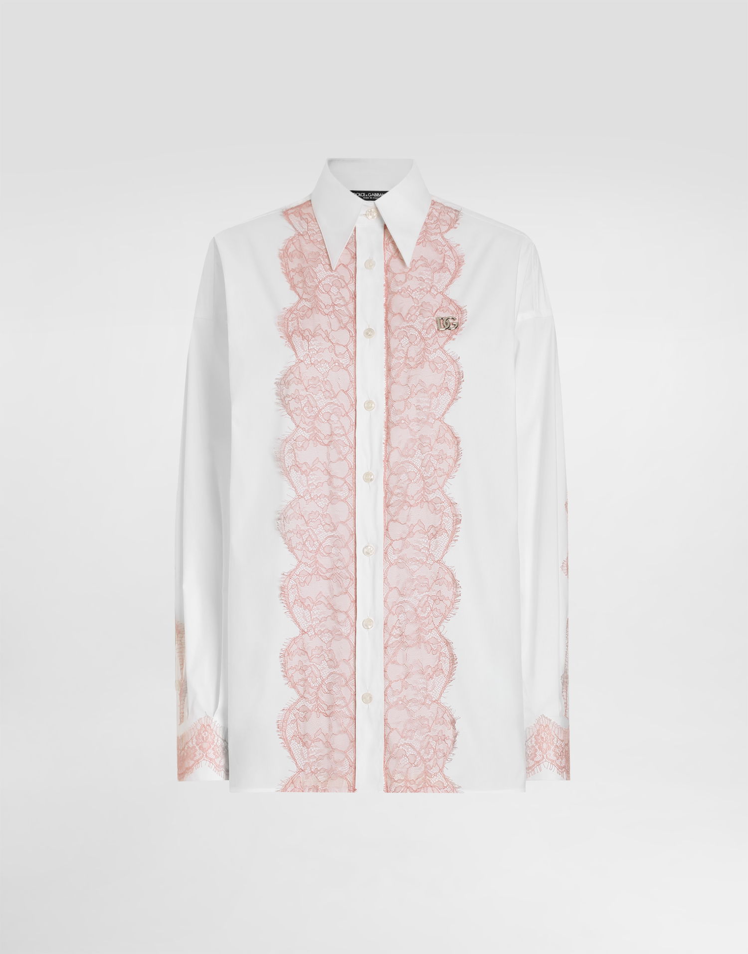 Сорочка Dolce & Gabbana Dolce & Gabbana Oversize Poplin Shirt with Lace Appliqués білий | F5T33TFU5T9W0800, 0