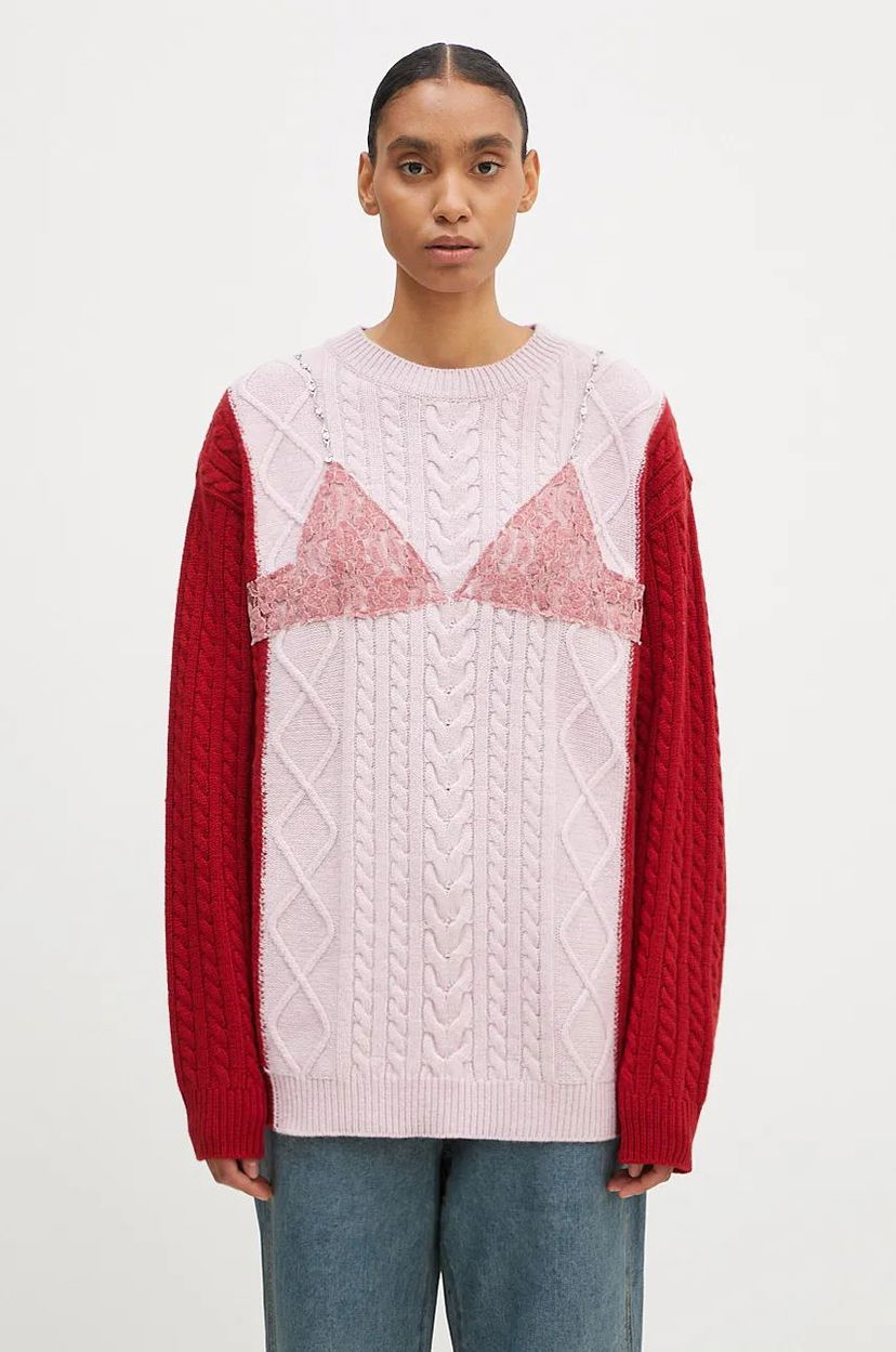 Cветр Andersson Bell Lace Lingerie Boyfriend-Fit Knit Sweater Рожевий | atb1183w
