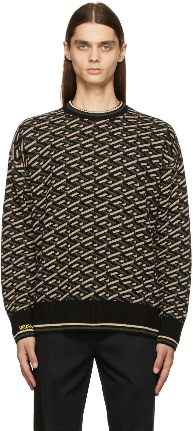 Cветр Versace La Greca Jacquard Knit Sweater Різнокольоровий | 1002347 1A01605