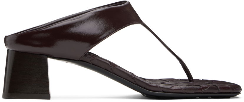Догляд за взуттям Bottega Veneta Bottega Veneta Marella Thong Heeled Sandals Бордовий | 807023 V3H90
