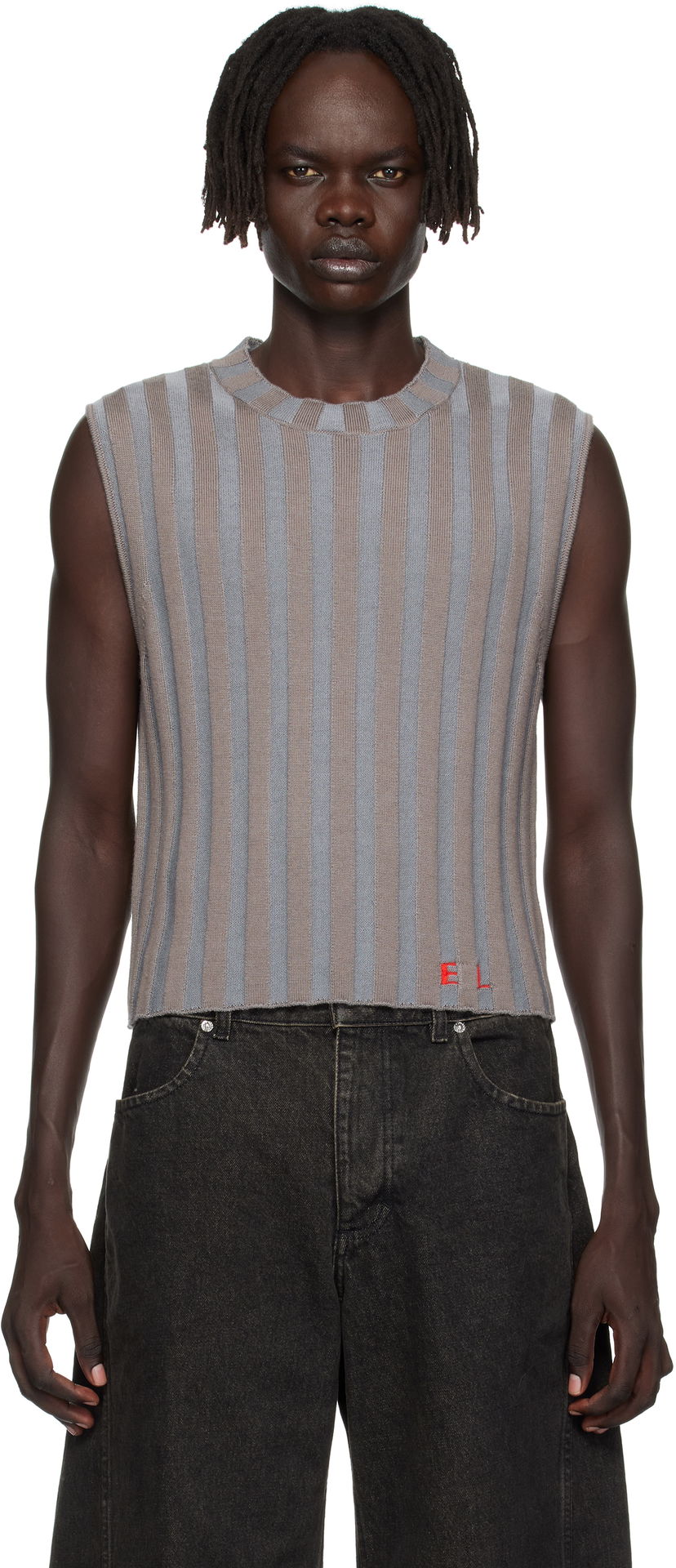 Cветр Eckhaus Latta Eckhaus Latta Ribbed Knit Vest Сірий | 8025-EL-PF25-H